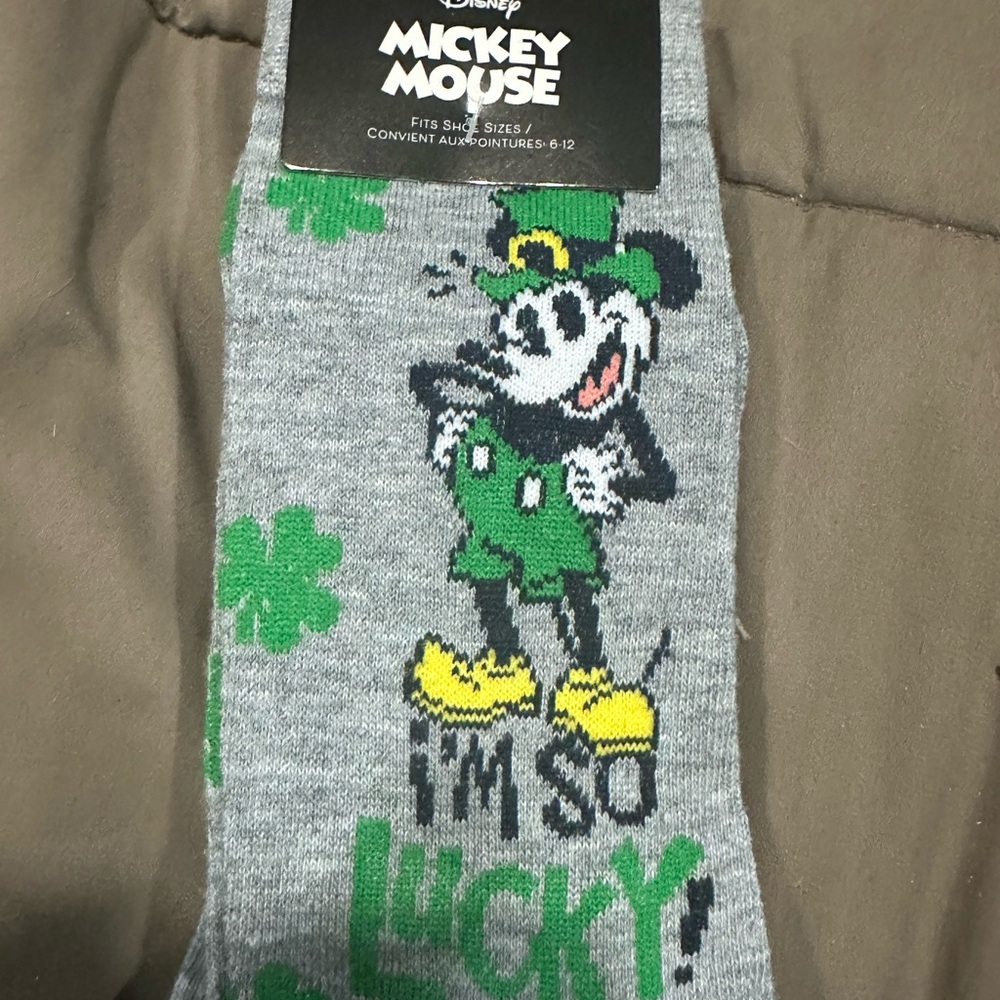 Disney Mickey Mouse Gray and Green Socks